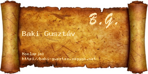 Baki Gusztáv névjegykártya
